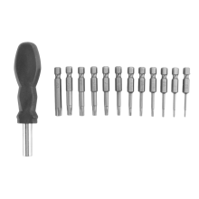 12-pakning Torx-hodesett, 1/4-tommers sekskantskaft, T5-T40, stjerne og 1 håndtak