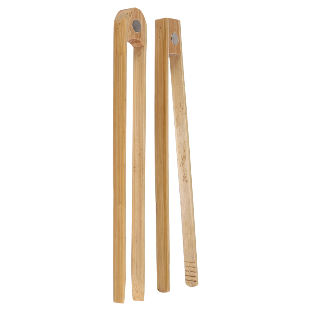 Markenlos 2Pc Magnetic Bamboo Toaster Tongs 8.7 Inch Wooden Kitchen Toast Tongs