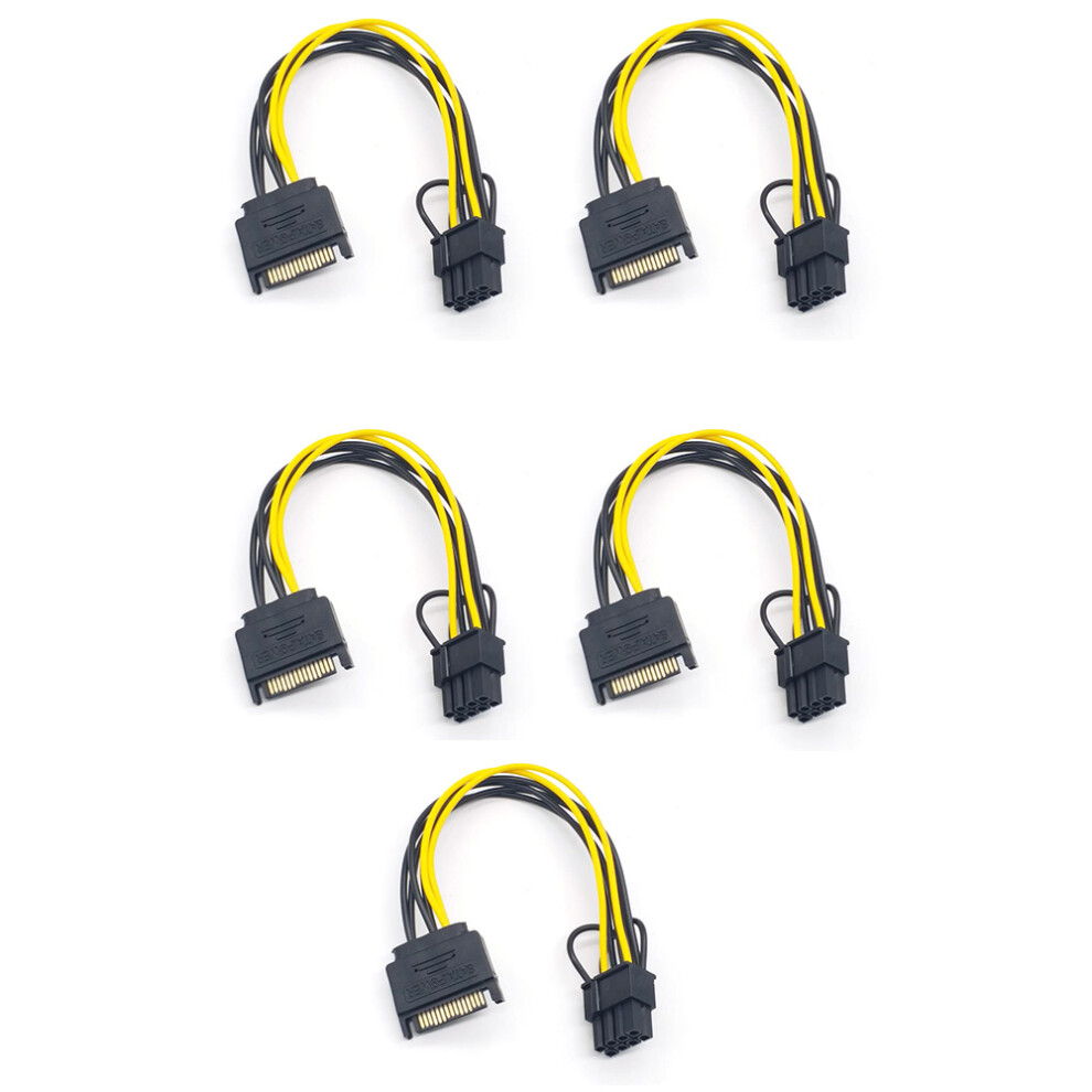 5Pcs 15Pin Sata Male To 8Pin Pci-E Power Cable 20Cm For Graphic Card 4851886188506