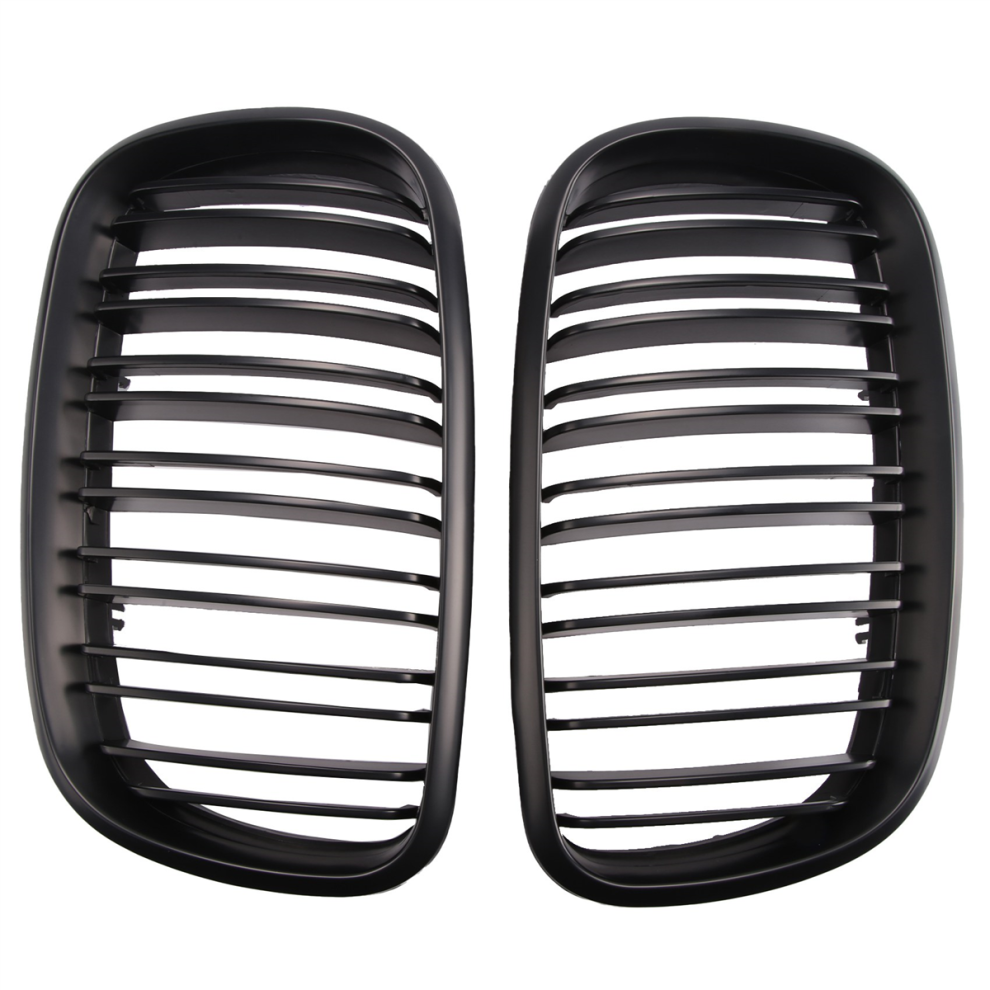 Matte Front Bumper Dual Slat Front Kidney Grill Grille For Black 4851886192213