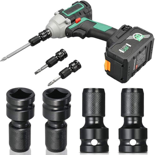 4 Pcs Impact Adaptor 1/2 Square Drive to 1/4 Hex Shank Socket Adapter 1