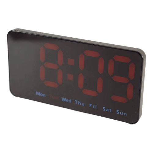 Digitale wandklok, 9 inch LED digitale klok (rood)