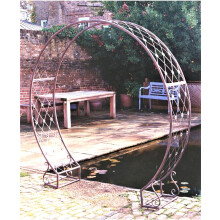 Metal Round Arch Lattice Design with Scroll Rustic Effect Rustic Garden Support Structure