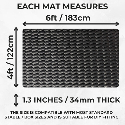 Horse Stable EVA Interlocking Floor Mat - 34mm - 6ft x 4ft 1