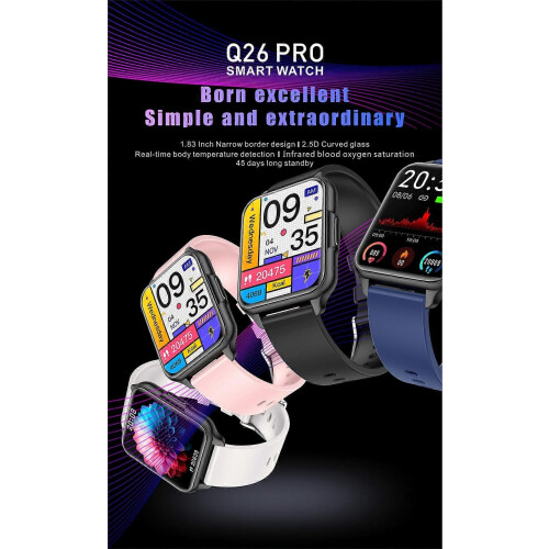 (pink)Waterproof Smart Watch Men Women Smartwatch Bluetooth for iPhone Android 1