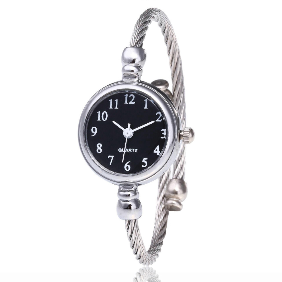 (Type 7) Montre à quartz décontractée pour femme avec bracelet en cuir, montre-bracelet analogique décontractée