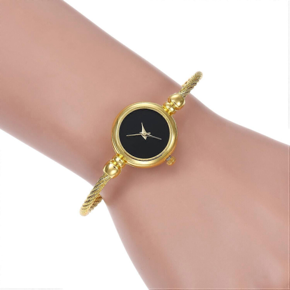 (B) Montre à quartz décontractée pour femme avec bracelet en cuir, montre-bracelet analogique décontractée