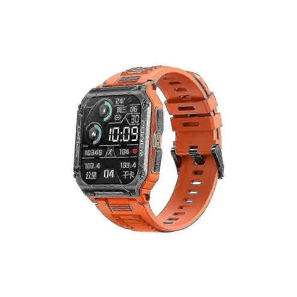 Montre connectée Nx6 (Orange) avec appels Bluetooth, boussole, grand écran de 1,9 pouce, fréquence cardiaque,