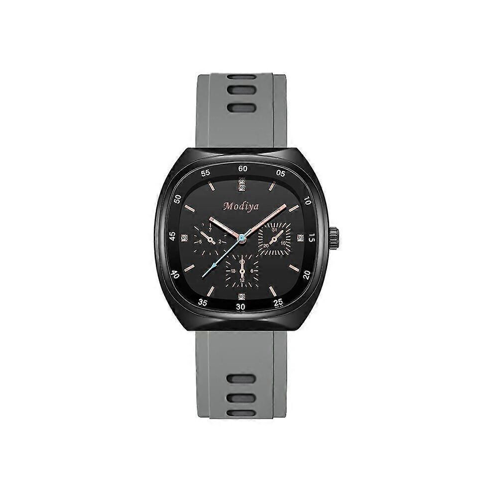 Montre connectée à trois yeux en silicone (gris) pour hommes et femmes, montres à quartz