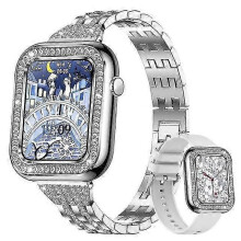 (Stahlstreifen Silber) Smart Watch für Erwachsene Voller Touchscreen Bluetooth Anruf Wasserdichte Uhren