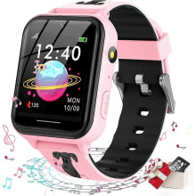 Smartwatch für Kinder, Smartwatch für Kinder mit Musik-Player, Schrittzähler, Mathe-Spiele, SOS-Anruf,