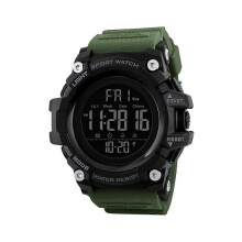 (legergroen)Mode 2-tijd aftelklok sport digitale horloges heren casual achtergrondverlichting stopwatch