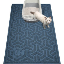 Cat Litter Mat, Litter Trapping Mat Soft on Kitty Paws, Large Litter Box Mat 60*90*0.7cm Scatter Control for Cat Litter blue