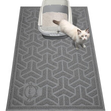 Cat Litter Mat, Litter Trapping Mat Soft on Kitty Paws, Large Litter Box Mat 60*90*0.7cm Scatter Control for Cat Litter gray