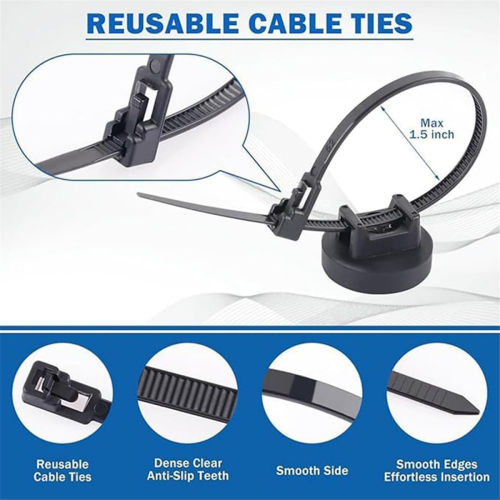 12PCS Magnetic Cable Tie Holders, Flexible Nylon Zip Ties,Button Head 2