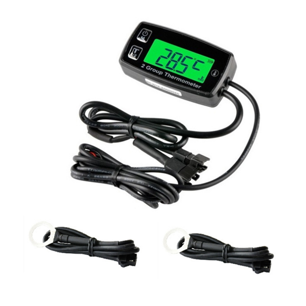 Dual Channel Lcd Thermometer Engine Temp Gauge Meter Digital Display Green 4852954519505