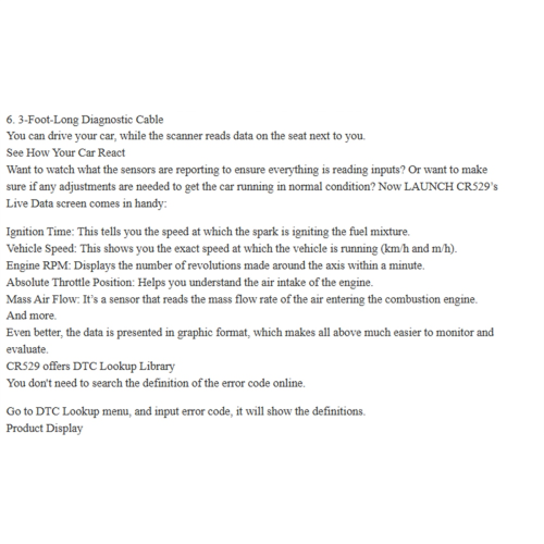 Launch CR529 Car Diagnostic Tool OBD2 Detector Car Code Reader 529 2
