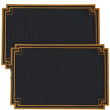 Tapete de bar antiderrapante de 2 peças de 18 x 12 polegadas com borda dourada