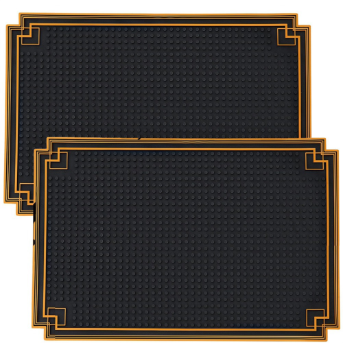Tapete de bar antiderrapante de 2 peças de 18 x 12 polegadas com borda dourada