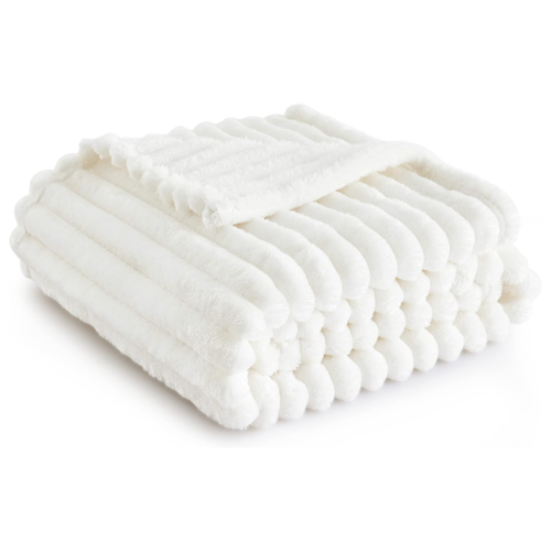 White Throw Blanket for Couch - Cozy Blanket for Women, Cute Throws
