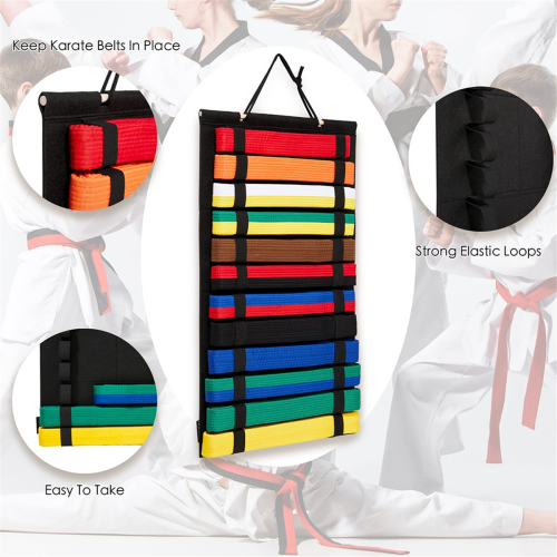 Bolsa de feltro para pendurar cintos de taekwondo 2