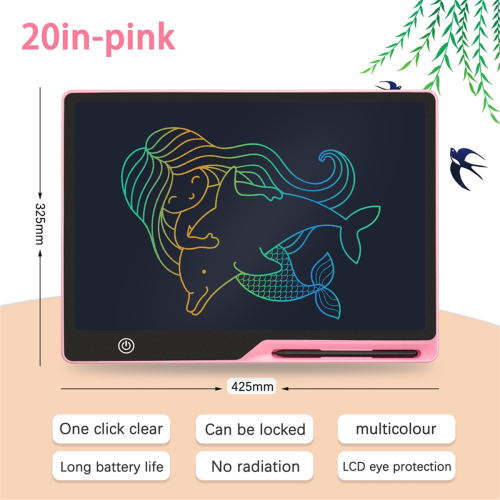 Πίνακας γραφής LCD 20 ιντσών, ζωγραφική, ζωγραφική, εργαλεία για παιδιά, ροζ 2