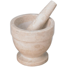 Champagne Marble Mortar and Pestle Set Spice Garlic Grinder, Beige