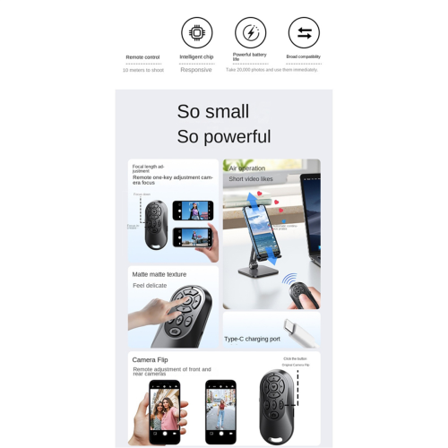 Telecomandă wireless compatibilă cu Bluetooth, cu buton, albă 2