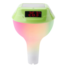 Solární plovoucí bazénový teploměr s RGB atmosférou ve světle zelené barvě