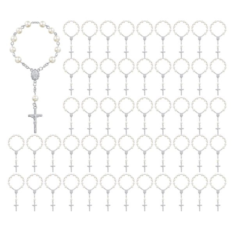 50Pcs Mini Rosaries Baptism Acrylic Rosary Beads Faux Markenlos