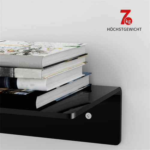 Acrylic Floating Shelf Small Storage Rack Wall-Mounted Black 1