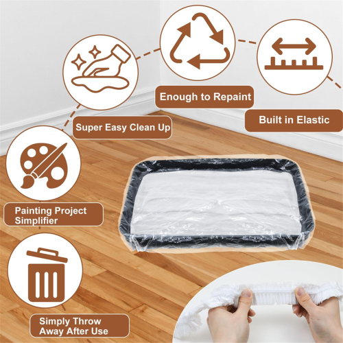 40 Pcs 18 Inch Paint Roller Tray Liners, Large Disposable Plastic 2