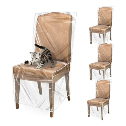 4 Pack Plastic Dining Chair Protectors with Backrests Waterproof
