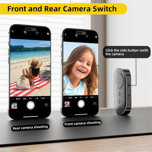 Bluetooth Camera Remote Shutter with Zoom Front/Rear Camera Switch 2