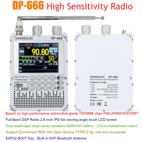 Οθόνη αφής IPS DP-666 Ραδιόφωνο υψηλής ευαισθησίας TEF6686 Πλήρους ζώνης, C 1
