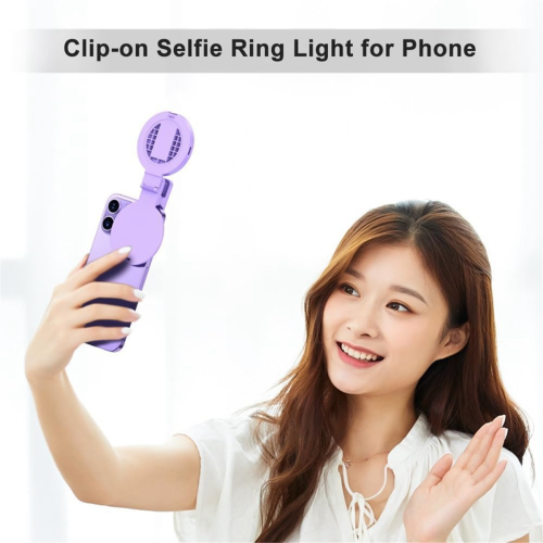 3 lysindstillinger Selfie-lys med clip og 180 drejbart ringlys 2