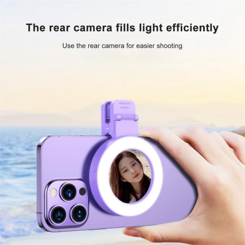 3 lysindstillinger Selfie-lys med clip og 180 drejbart ringlys 1