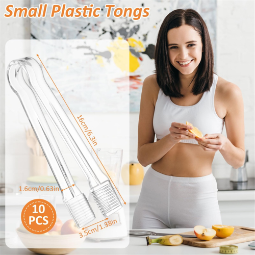 10 PCS Serving Tongs,Clear Kitchen Small Serving Utensils 2