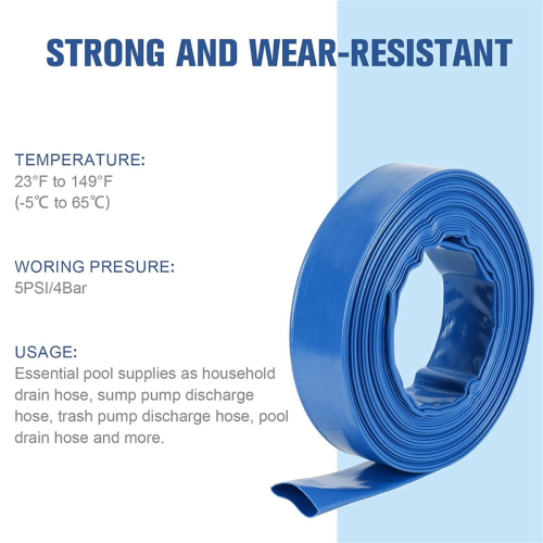 1.5in x 20 FT Pool Backwash Hose, Flat Sump Pump Hose 2
