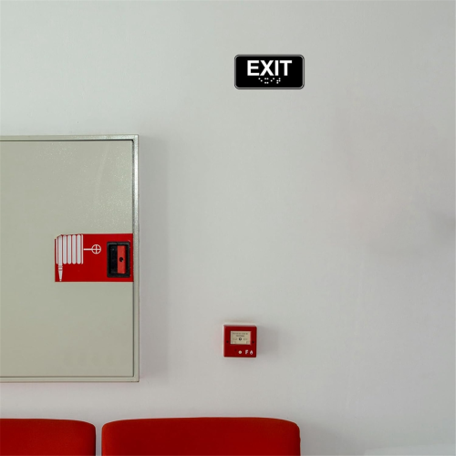4pcs Exit Sign with Braille, 6x3in Emergency Exit Sign Plastic Exit 2