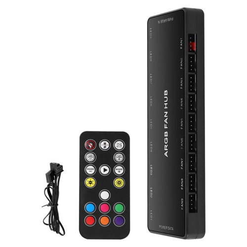 Controler ARGB pentru PC, hub 1-9, telecomandă, 5V, 3 pini
