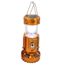 Solar Lantern Powered Light & Fan - 6 in 1 Portable Gold
