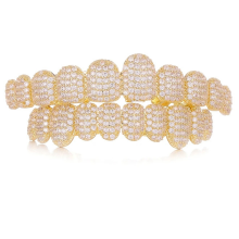 10/10 Iced Out Stone Teeth Tandkapjes Goud