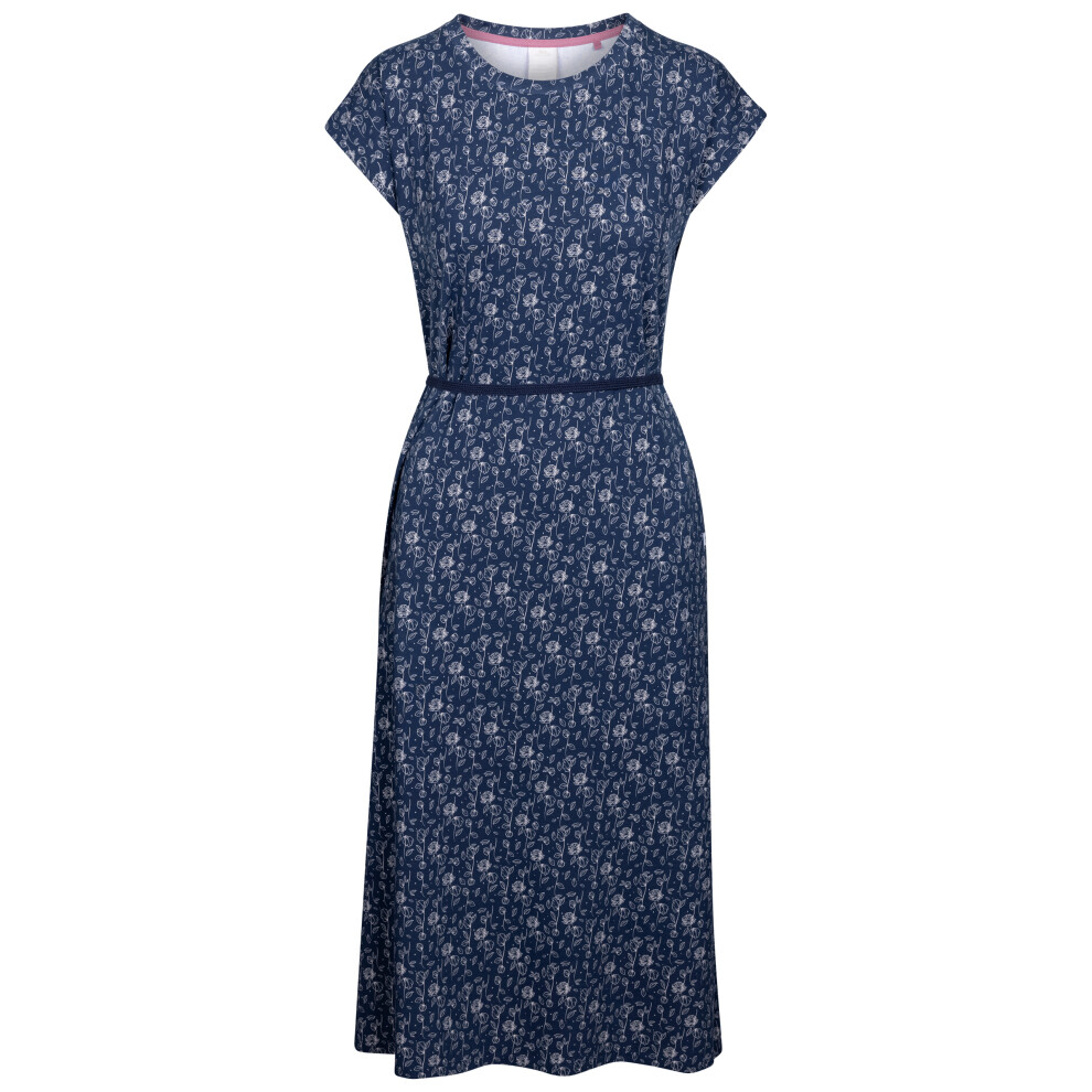 (10, Navy Print) Trespass Womens Summer Dress Cap Sleeves Portia
