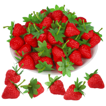 100 PCS Artificial Red Strawberries Fake Plastic Strawberry Decor