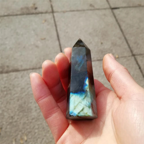 Moonstone Column Natural Labradorite Quartz Crystal Home Decor 7-8cm 1