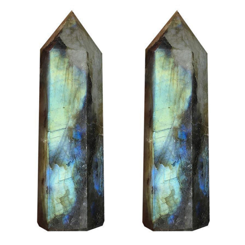 Moonstone Column Natural Labradorite Quartz Crystal Home Decor 7-8cm
