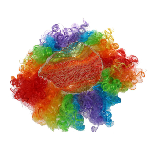 Nas de clovn din spumă roșu + perucă de clovn multicoloră pentru mascaradă și cosplay 1