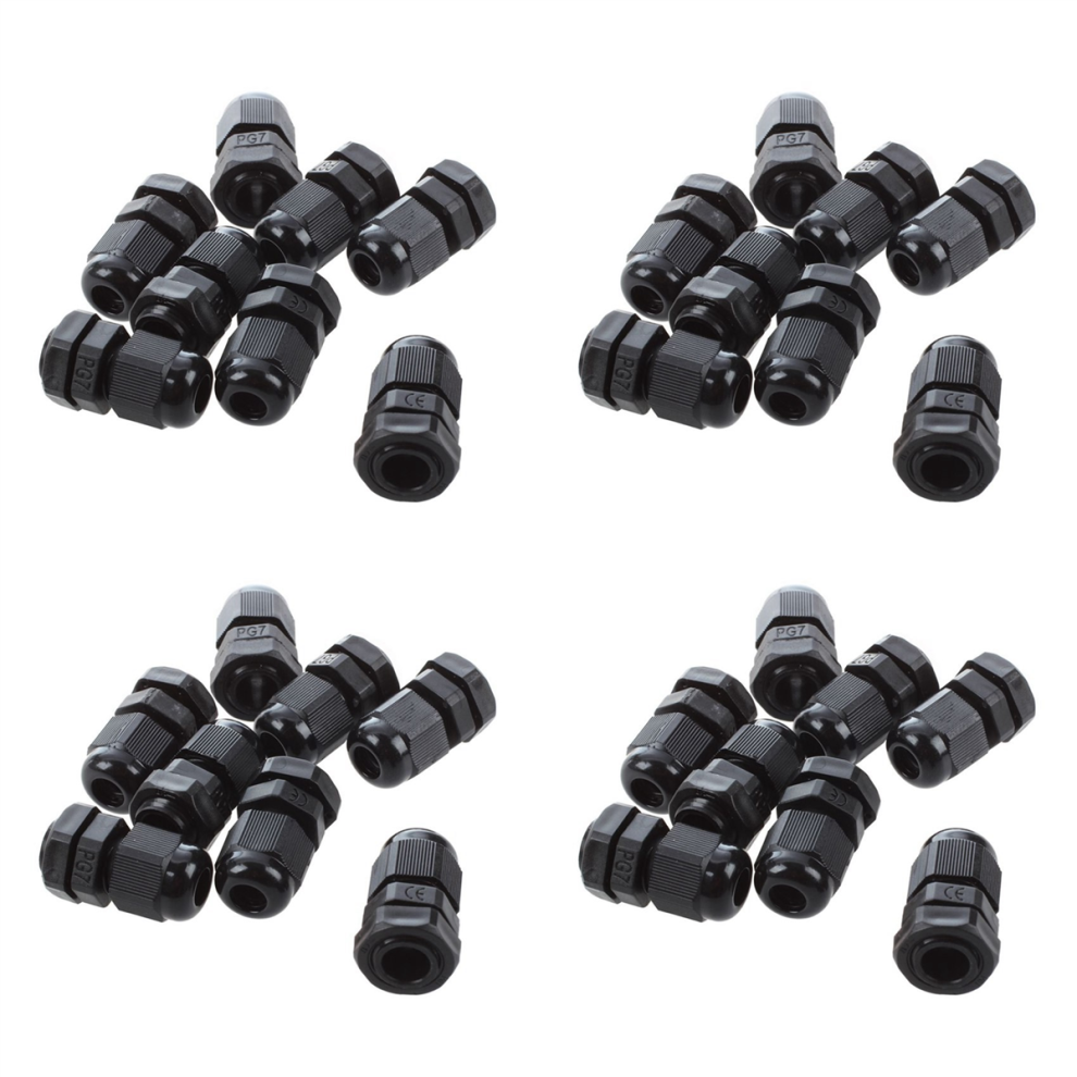 8 Pcs Pg7 Black Plastic Waterproof Cable Gland Connector 3-6.5Mm 4854095345210