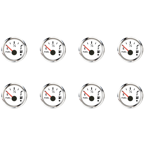 Δείκτης Στάθμης Καυσίμου 52mm 0-190Ohm Με δυνατότητα εναλλαγής 240-33Ohm με Συναγερμό Λευκό
